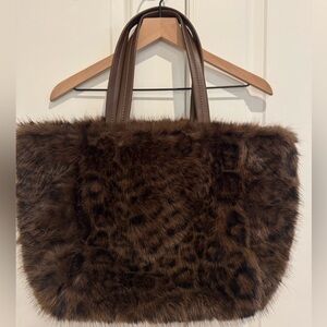 GAP Leopard Print Faux Fur Tote